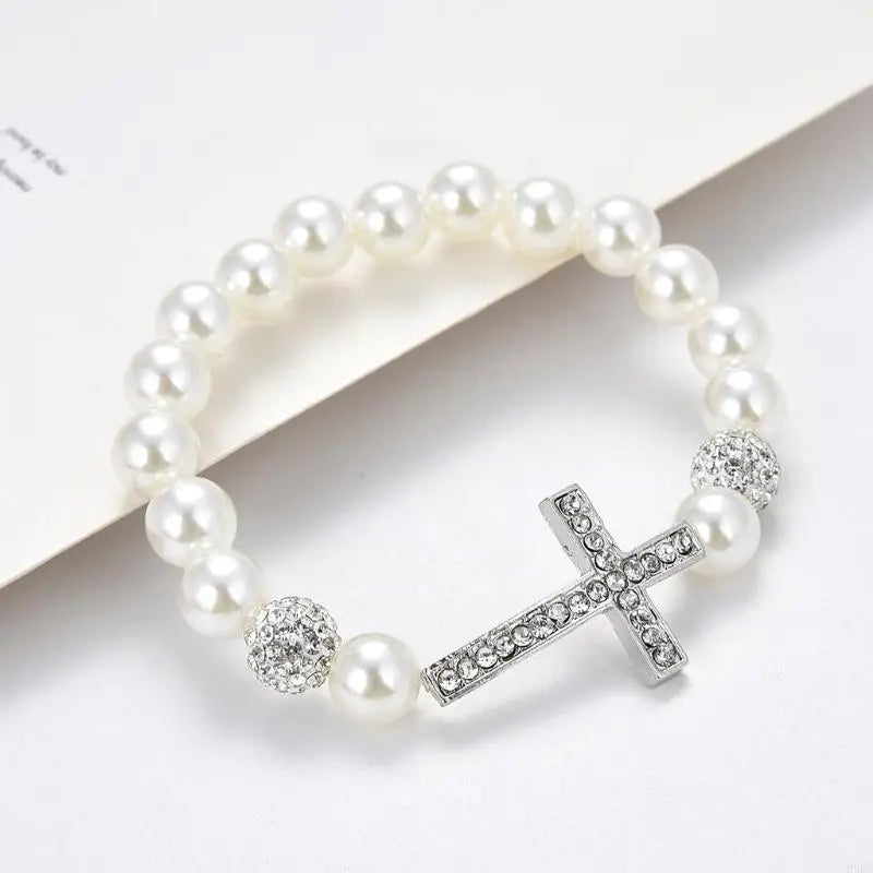 Cross Diamond Pearl Bracelet